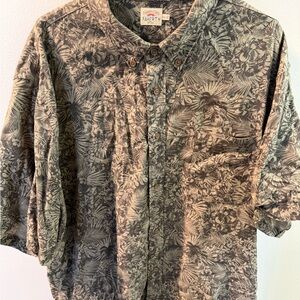 Faherty Dark Green Floral Casual Button Down Shirt